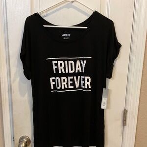 Apt 9 Black Friday Forever Short Sleeve Tee Top - Large - NWT